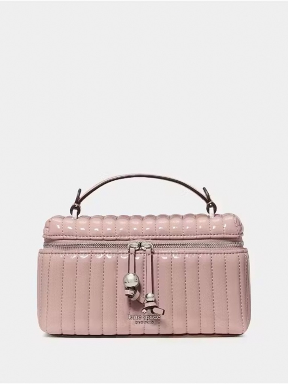 Kate Spade Blair Shiny Quilted Vanity Crossbody Bright Blush Pink